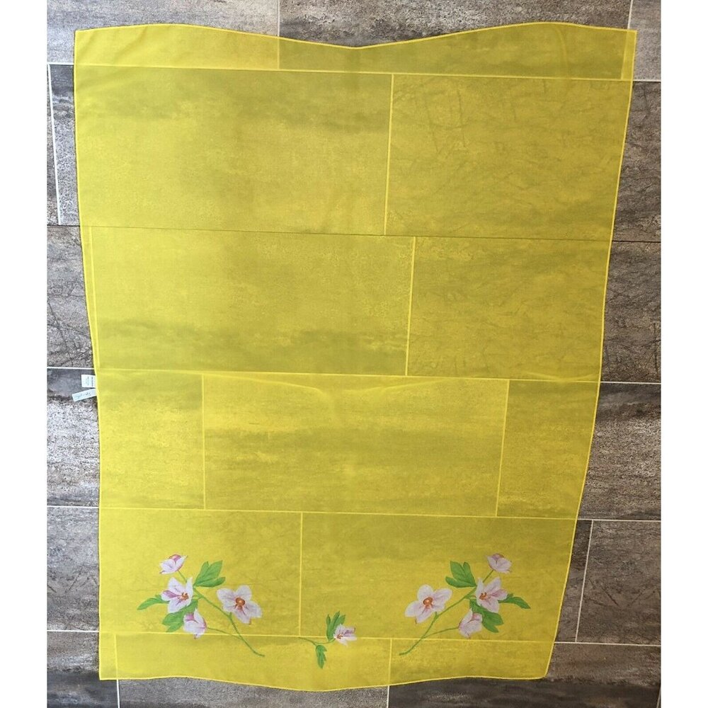 Spiegel Yellow Scarf Wrap Shawl Floral Theme 53” X 40” - Picture 3 of 4
